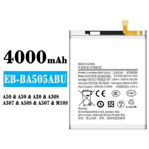 手機電池 EB-BA505ABU 適用於 Samsung A50/A30/A20/M10S/M107/A30S/A307/A50S/A507