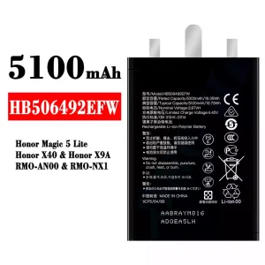 手機電池 HB506492EFW 適用於 HUAWEI Honor Magic 5 Lite / Honor X40 / Honor X9A