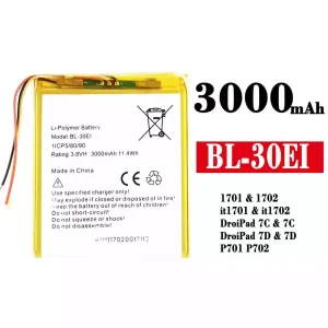 手機電池 BL-30EI 適用於 Tecno 1701 / 1702 / it1701 / it1702 / DroiPad 7C / 7C / DroiPad 7D / 7D / P701 / P702