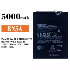 手機電池 BN5A 適用於 Xiaomi Poco M3 Pro 5G / Redmi 10