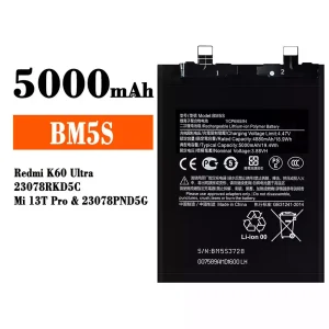 手機電池 BM5S 適用於 Xiaomi Redmi K60 Ultra / Mi 13T Pro