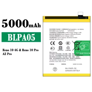 手機電池 BLPA05 適用於 OPPO Reno 10 4G / Reno 10 Pro / A2 Pro