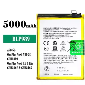 手機電池 BLP989 適用於 OPPO A98 5G /OnePlus Nord N30 5G /OnePlus Nord CE 3 Lite