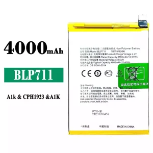 手機電池 BLP711 適用於 OPPO A1K