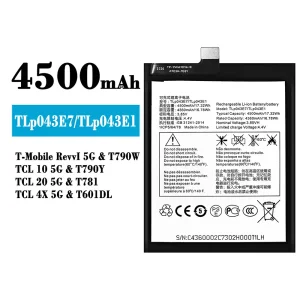 手機電池 TLP043E7/TLP043E1 適用於 Alcatel T-Mobile RevvI 5G/TCL 10 5G/TCL 20 5G/TCL 4X 5G