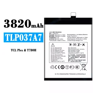 手機電池 TLP037A7 適用於 Alcatel TCL Plex/T780H
