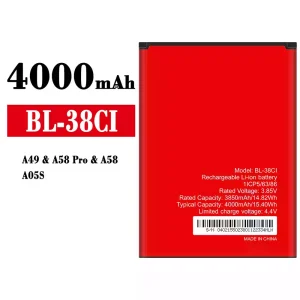 手機電池 BL-38CI 適用於 itel A49/A58 Pro/A58/A05S