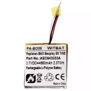 電池適用於耳機 B&O B'eoplay E8, Be'oplay E8 TWS Case,AEC643333A